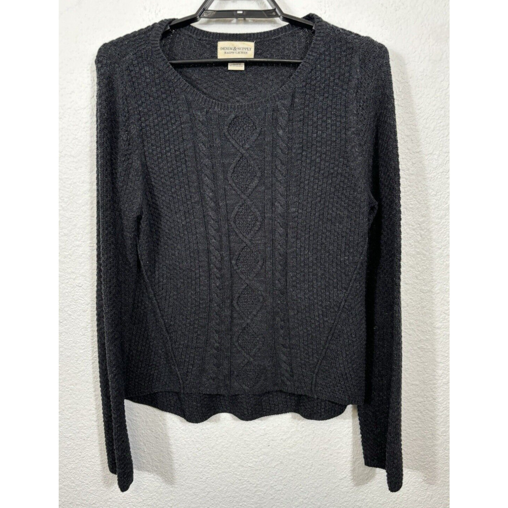 Ralph Lauren‎ Denim & Supply Sweater Womens Large Gray Cable Knit Cotton